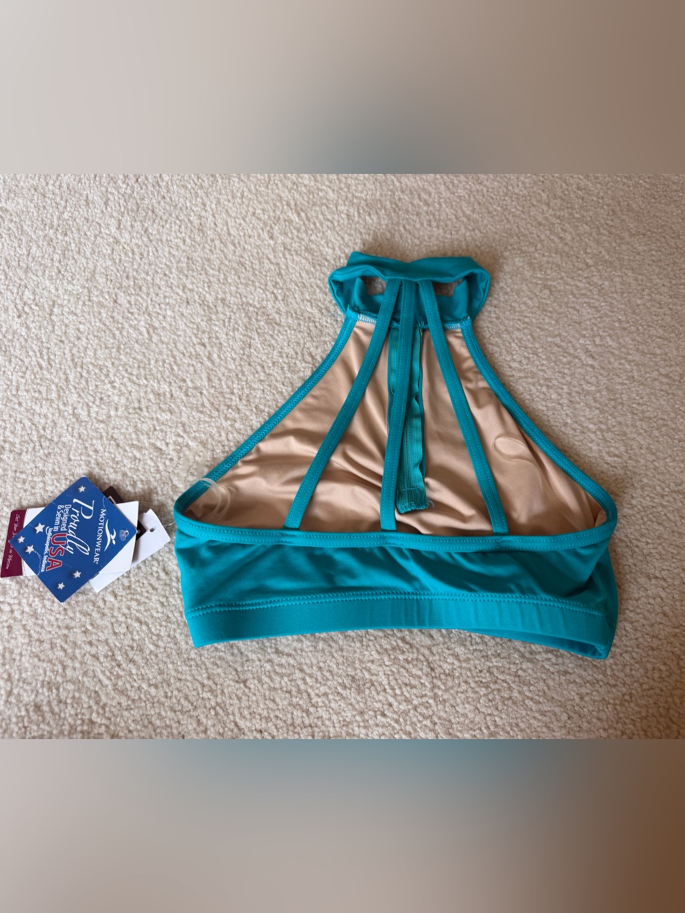Women’s Teal High-Neck Strappy Crop Top